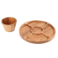 Assiette ronde en bois d'acacia Présentoir à gâteaux multifonction Présentoir de table à dessert