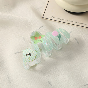 Pinces à cheveux ondulées irrégulières à imprimé dessin animé, barrettes requin creuses en acrylique mignonnes, accessoires doux et féminins pour coiffure quotidienne - Product Image 2