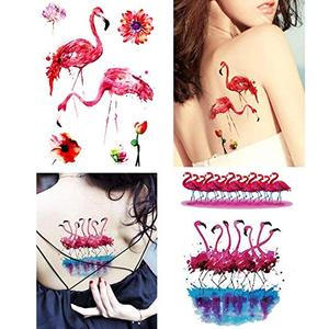 Retour violet-rouge CMJN <span class=keywords><strong>tatouage</strong></span> temporaire personnalisé étanche bras jambe autocollants fleurs oiseau loup renard <span class=keywords><strong>Animal</strong></span> pour femmes fille Art corporel - Product Image 4
