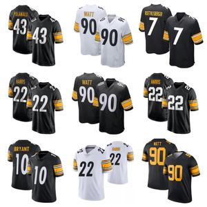 Camiseta de Fútbol Americano de los Pittsburgh Steelers, T.J. Watt 90, Uniforme de la NFL Cosido para Hombre, Negro, Blanco y Dorado - Product Image 1