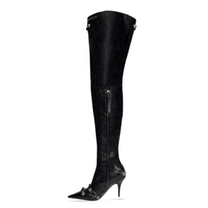 Bottes longues pour femmes avec ornements métalliques, couleurs et tailles personnalisées, bottes hautes au-dessus du genou, bottines cuissardes pour femme, chaussures en promotion - Product Image 1