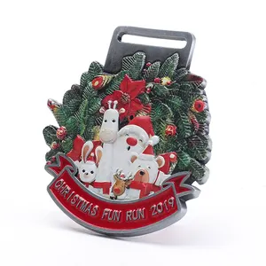 Fabricante Personalizado Esmalte Cores Festival De Natal Metal Lembrança Medalha 3d Em Branco Fun Run Medalhas