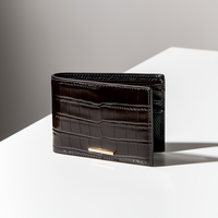 Dompet Kulit Asli Pria Mewah Klasik OEM Kustom Produsen, Anti RFID, Motif Kulit Buaya, Tempat Kartu untuk Pria