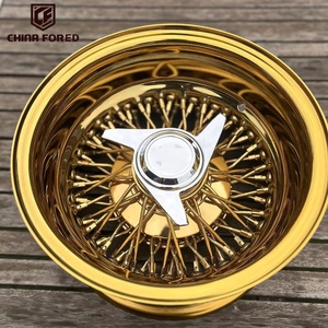 Ruedas BZY 13x7 14x7 15x7 Cromadas Doradas con Radios de Alambre, Ruedas Forjadas con Sistema Knock-Off para <span class=keywords><strong>Cadillac</strong></span>, Thunderbird, Chevrolet, <span class=keywords><strong>Autos</strong></span> Clásicos - Product Image 3