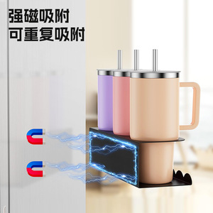 Soporte magnético para tazas de refrigerador, organizador de tazas de 2 niveles, color negro, para almacenamiento en el refrigerador de la cocina - Product Image 2