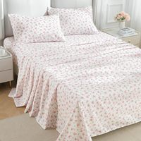 Nouvel ensemble de draps de lit quatre pièces en Tencel à imprimé floral, doux, respirant, avec poches profondes, anti-plis et rafraîchissant