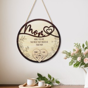 Panneau suspendu circulaire en bois avec citation pour maman, décoration murale, décoration pour la maison, cadeau pour la fête des mères, art inspirant pour salon et chambre à coucher - Product Image 3