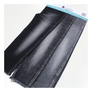Wholesale stock lot woven black stretch denim fabric for jacket