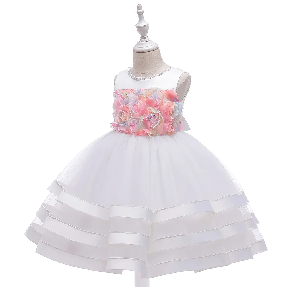 Удобное хлопковое платье принцессы для маленьких девочек платье с цветочным узором праздничная одежда платье L5196