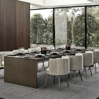 Personnalisé Moderne Luxe Fer Travail Jambe Salle À Manger Ensemble 5m Grand Plateau En Pierre Naturelle pour Villa Appartement ou Hôtel Projets