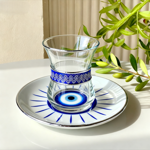 ブルーナザールトルコティーグラス＆ソーサー クリアガラスティーカップ トルコ風邪眼ティーグラス - Product Image 6