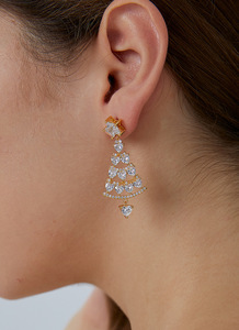 5A Zircon Stud Earrings Fashion Copper Jewelry with Christmas <b>Tree</b> Design Rhodium Plated Drop Earrings for Engagement - Product Image 3