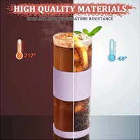 Gobelet en verre borosilicate de 20 oz, résistant à la chaleur, écologique, avec couvercle et paille en verre pour café glacé, thé au lait, jus