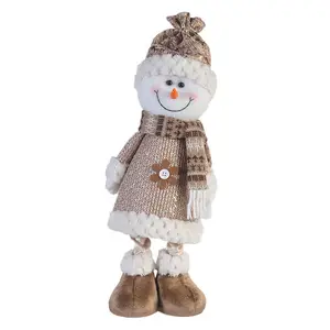 Nuevas decoraciones navideñas hechas a mano poliéster estatuilla de pie juguetes muñeco de nieve muñeca artesanía