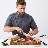 Ensemble de 6 couteaux de cuisine professionnels en acier inoxydable à haute teneur en carbone, manche intégral, modèle 2026
