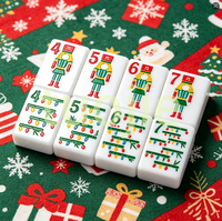 Set Mahjong Natal Amerika Kustom 160 Buah Ubin Mahjong Berukir Set Hadiah Premium untuk Liburan
