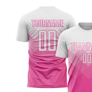 Camiseta de Fútbol Blanca y Rosa para Hombre, Manga Corta, Ligera, Transpirable, Uniforme Deportivo para Entrenamiento y Partidos - Product Image 3
