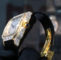 Montre en Moissanite VVS D Color avec Logo, Cadran Carré Chiffres Romains, Colorée, pour Hommes et Femmes, Style Carters, Montre en Moissanite 9015