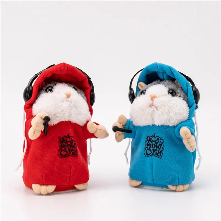 Cute talking hamster plush toy with hat and cloth