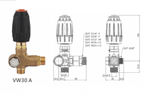 Nouvelle vanne de régulation de pression en laiton noir 4350 PSI 10,6 GPM VW30A pour nettoyeur haute pression, usage domestique et vente au détail, compatible AR PUMP INTER PUMP