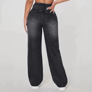 Jeans Lunghi Lavati e Strappati per Donna in Stile Europeo e Americano per Commercio Estero Transfrontaliero - Product Image 2