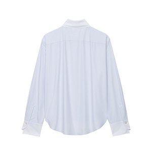 Chemisier boutonné personnalisé 2026 pour femme, à rayures contrastées, avec boutons grenouille traditionnels chinois, en mélange de coton – Fabrication usine - Product Image 2