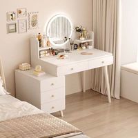 Table de maquillage moderne intelligente à LED avec miroir éclairé Mobilier de chambre à coucher en MDF amovible Commode de bureau Style panneau pour petits appartements