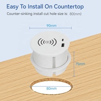 Soket pengisi daya usb nirkabel grommet meja bulat/soket usb furnitur terpasang soket grommet daya meja bulat