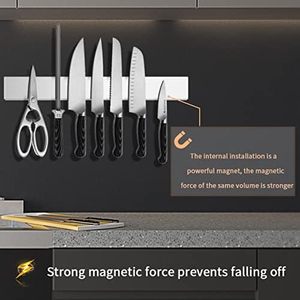 Porte-couteaux magnétique en acier inoxydable, support magnétique solide et sécurisé pour ustensiles de cuisine en métal - Product Image 2