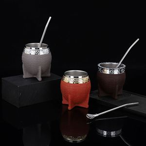 Nuevo Diseño 2025: Vaso Térmico de Acero Inoxidable 304 de Doble Pared para <span class=keywords><strong>Mate</strong></span>, Té y Café con Bombilla y Cuchara - Product Image 2
