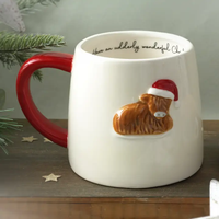 Mugs en céramique 3D adorables sur le thème des animaux de la ferme : Vache, Mouton, Coq, Bovins des Highlands - Vente en gros