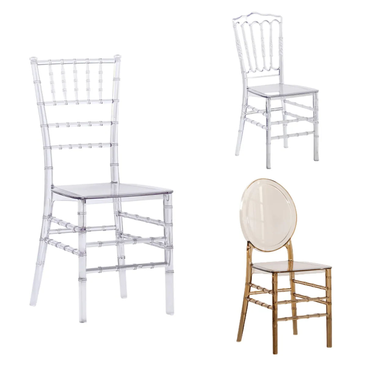 Cheap Chairs Wholesale Hotel Furniture Bulk Event Party Plastic Resin Transparent Crystal Clear Wedding Napoleon Tiffany Chiavari Chair