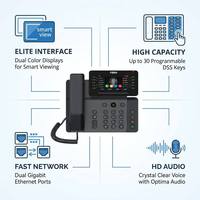 Teléfono IP Empresarial Inteligente V65 con Pantalla a Color de 4.3 Pulgadas, Antibacteriano, WiFi de Doble Banda, 45 Teclas DSS, Teléfono de Escritorio VoIP SIP