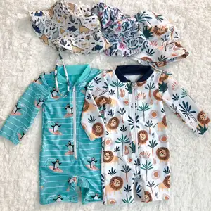 JY Custom Hochwertiger Badeanzug mit Flora-Print Kinder Einteilige Bade bekleidung Kinder Beach wear