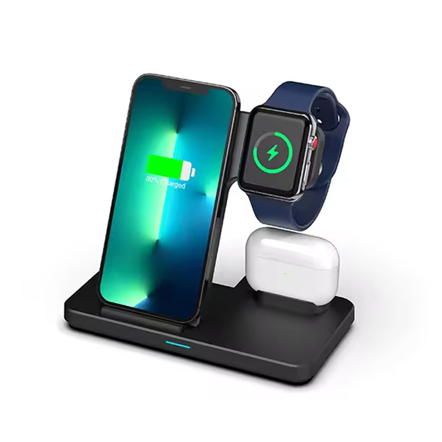 Multi Functional 3 in 1 Fast Wireless Charger 15W Foldable Portable Charging Station for iPhone IWatch for AirPods