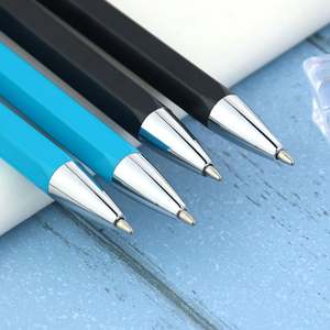 Stylo bille métallique bleu et noir avec logo personnalisé, pointe de 1,0 mm, nouveau design hexagonal promotionnel, style SD-3149 - Product Image 2