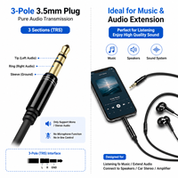 3,5mm Audio-Verlängerungskabel 3/4-adrig Stecker-Buchse Stereo-Aux-Kabel Vergoldete Anschlüsse für Kopfhörer Lautsprecher Projektor Mikrofon
