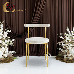 Silla de Hotel Moderna de Terciopelo Blanco, Respaldo Sólido, Patas Doradas Cónicas, Muebles Comerciales para Interiores - Product Image 2