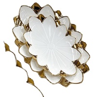 Luxe geëmbosseerde ovale keramische porseleinen bord met gouden rand, wit, voedselveilig, klassieke serveerschaal, huishoudelijk fruit-, dessert- en snackbord
