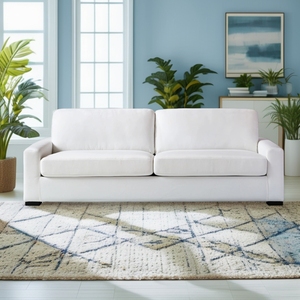 Hot Sale Modern Minimalist 2-Seater White <b>Sofa</b> Luxury Linen-Look Fabric Couch <b>for</b> Living Room Apartment - Product Image 5