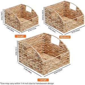 Juego de 3 Cestas de Almacenamiento de Jacinto de Agua y Ratán Tejidas a Mano de Primera Calidad, Organizador que Ahorra Espacio, Venta al por Mayor, Fábrica de Vietnam - Product Image 4