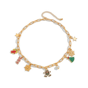 Offre Spéciale noël plaqué or ensemble de bijoux arbre de noël bonbons pentagramme pendentif collier Bracelet boucles d'oreilles femmes - Product Image 6