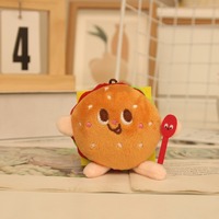 Porte-clés promotionnel en peluche douce personnalisé, mignon et mini, en forme de hamburger, frites, toast et hot-dog de fast-food