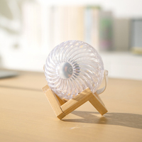 Ventilateur portable rechargeable USB Type-C avec lumière LED, mini ventilateur de bureau transparent personnalisé