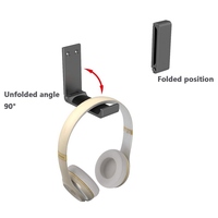 Support de suspension pour casque pliable Crochet universel pour casque Aviation Aluminium sous support de bureau ou support adhésif pour studio