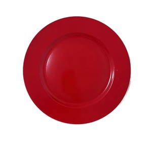 Đĩa ăn tối tròn tối giản bằng nhựa thân thiện với môi trường màu đỏ 13 inch dùng cho tiệc cưới, dùng một lần - Product Image 1