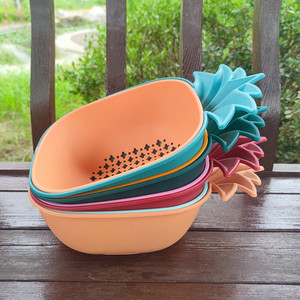 Pineapple Drain <b>Basket</b> Square <b>Stackable</b> Fruit Vegetable Storage Colander Mixed Color Kitchen Draining Rack - Product Image 4
