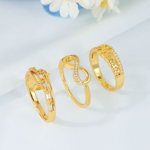 Juego de Pulseras de Joyería de Boda de Oro de 21k al por Mayor de Dubái, Brazaletes Abiertos Vintage Impermeables de Dubái con Anillo para Mujer - Product Image 3