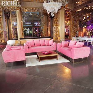 モダンな高級ベルベット生地ゴールドメタルレジャーソファセットホームリビングルームホテルホールロビーオフィスレンタルイベント家具 - Product Image 2