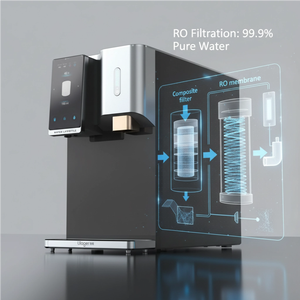 Fontaine à <span class=keywords><strong>eau</strong></span> de bureau haut de gamme avec filtration RO et machine à glaçons, design argenté - Product Image 6